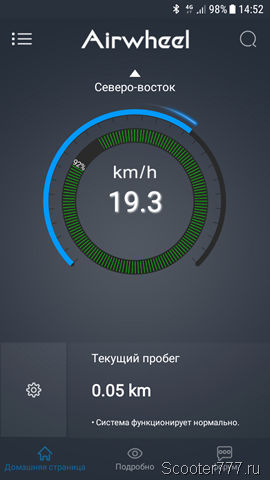 Скорость 19 км/ч