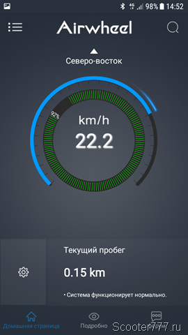 Скорость 22 км/ч